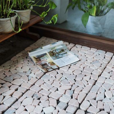 Pavimento exterior personalizado de azulejos de pedra de mármore com plataforma de compensado e moldura de alumínio