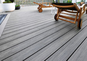 Pavimentos compostos de madeira e plástico para placas de piso à prova de UV e à prova de água em cinza prateado