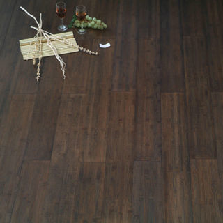 T G Parquet de piso de bambu tecido em fibras de cor natural com certificado ISO14001