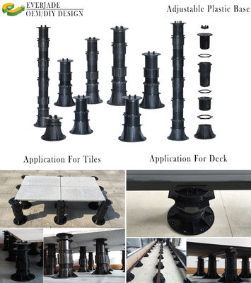 Altura da base do pedestal de plástico do pavimentador ajustável 75-1360 mm para acessórios de piso