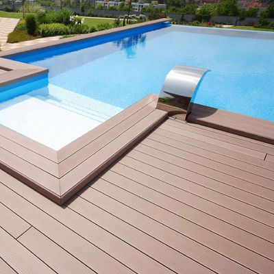 DIY Cinza Luminosa Profundamente Rebocada Coextrusão Piscinas Impermeáveis Plancas Exteriores Piso Wpc Decking