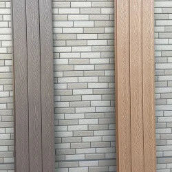 Material de decoração de parede exterior Painel WPC com textura de grãos de madeira e superfície de lixação