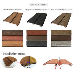 Material de decoração de parede exterior Painel WPC com textura de grãos de madeira e superfície de lixação