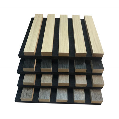 Tech Oak Walnut Veneer de madeira Madeira PET Painéis de parede absorventes de ruído Painel acústico de laje de madeira
