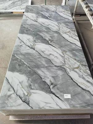 Painel de parede de PVC brilhante e à prova d'água, revestimento de mármore UV de pedra artificial para uso doméstico