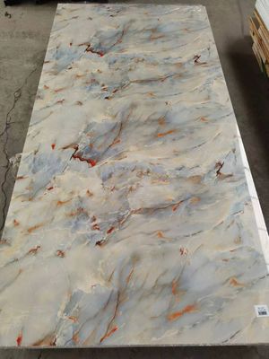Painel de parede de PVC brilhante e à prova d'água, revestimento de mármore UV de pedra artificial para uso doméstico